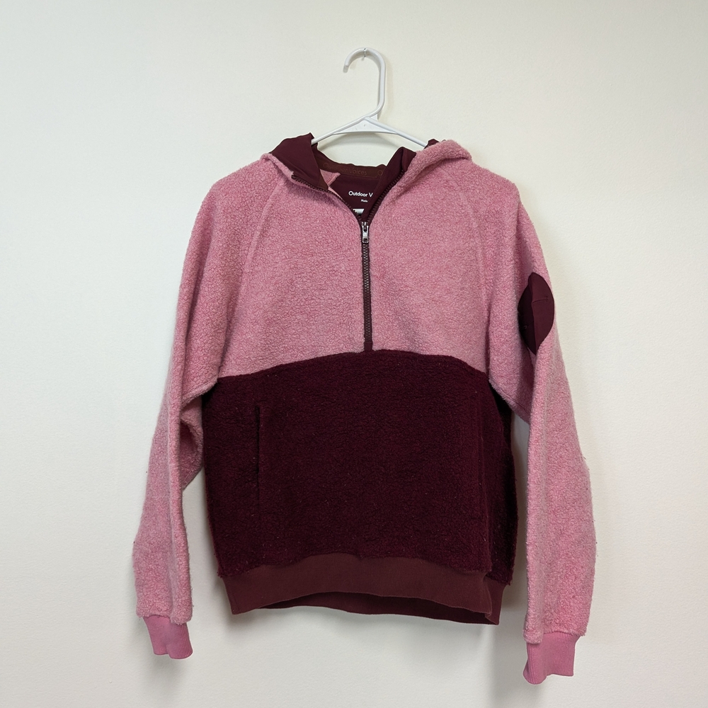 Pink and Burgundy Quarter-Zip Hoodie
